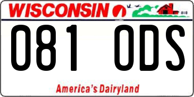 WI license plate 081ODS