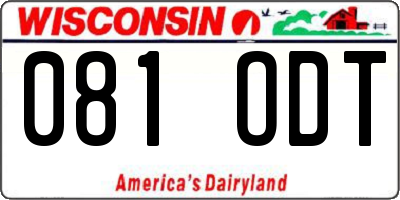 WI license plate 081ODT