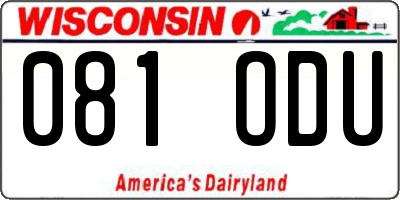 WI license plate 081ODU