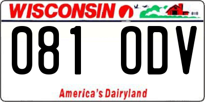 WI license plate 081ODV