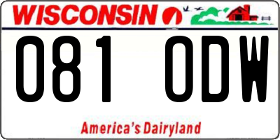 WI license plate 081ODW