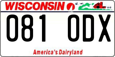 WI license plate 081ODX