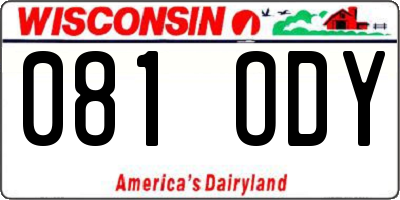 WI license plate 081ODY