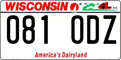 WI license plate 081ODZ
