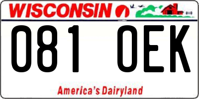 WI license plate 081OEK