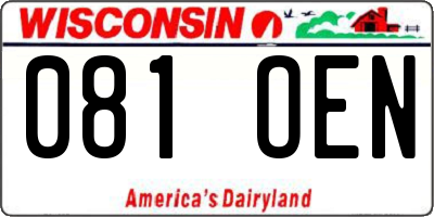 WI license plate 081OEN