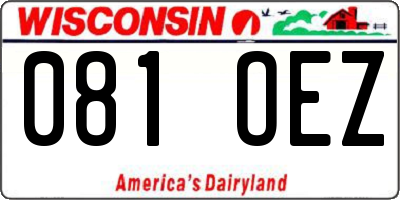 WI license plate 081OEZ