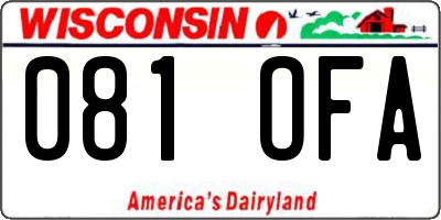 WI license plate 081OFA