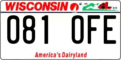 WI license plate 081OFE
