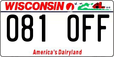 WI license plate 081OFF