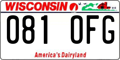 WI license plate 081OFG