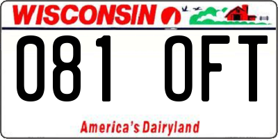 WI license plate 081OFT