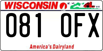 WI license plate 081OFX