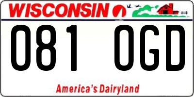 WI license plate 081OGD