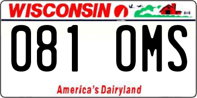 WI license plate 081OMS