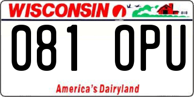 WI license plate 081OPU