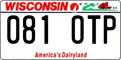 WI license plate 081OTP