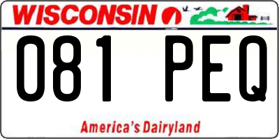 WI license plate 081PEQ