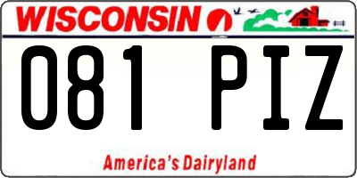 WI license plate 081PIZ