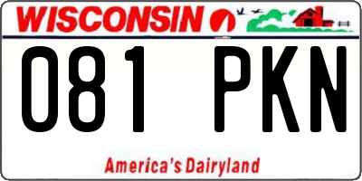 WI license plate 081PKN