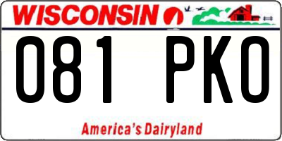WI license plate 081PKO