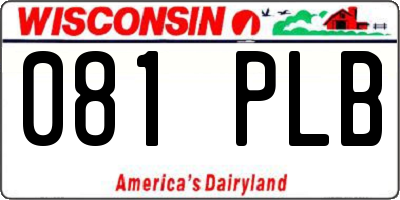 WI license plate 081PLB