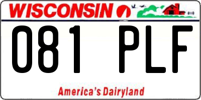 WI license plate 081PLF