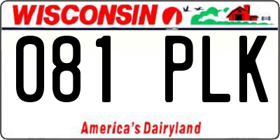 WI license plate 081PLK