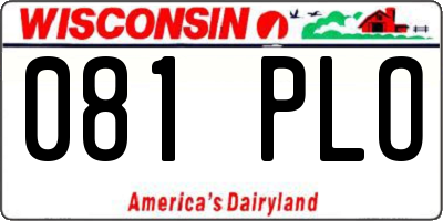 WI license plate 081PLO