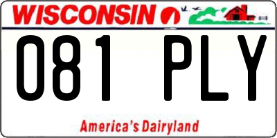 WI license plate 081PLY