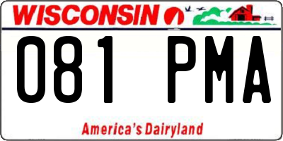 WI license plate 081PMA