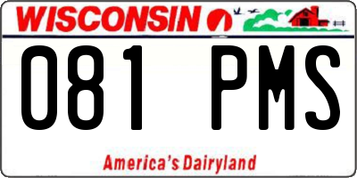 WI license plate 081PMS
