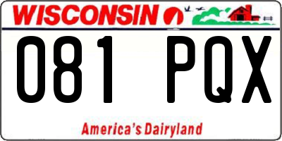 WI license plate 081PQX