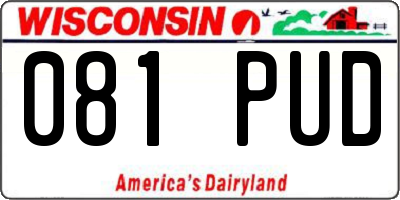 WI license plate 081PUD