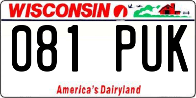 WI license plate 081PUK