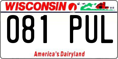 WI license plate 081PUL