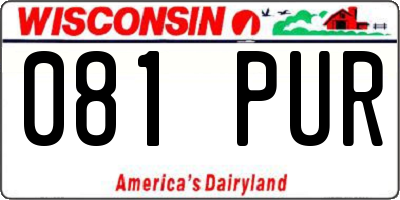 WI license plate 081PUR