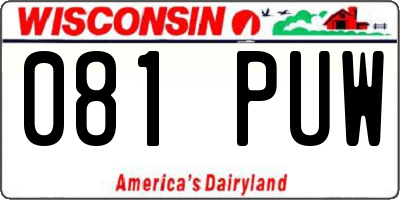 WI license plate 081PUW