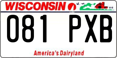 WI license plate 081PXB