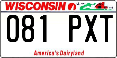 WI license plate 081PXT