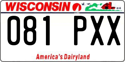 WI license plate 081PXX