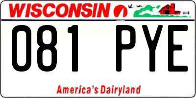 WI license plate 081PYE