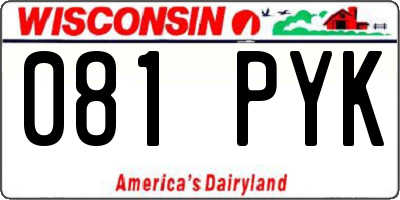 WI license plate 081PYK