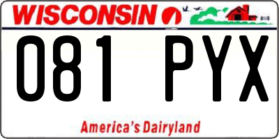 WI license plate 081PYX