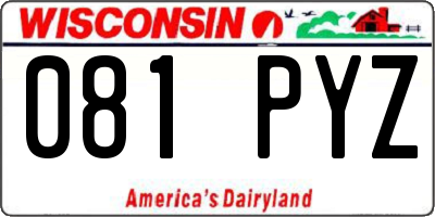 WI license plate 081PYZ