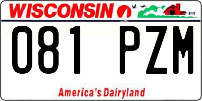 WI license plate 081PZM