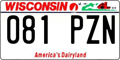 WI license plate 081PZN