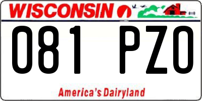WI license plate 081PZO