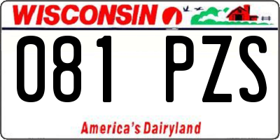 WI license plate 081PZS