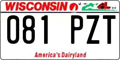 WI license plate 081PZT